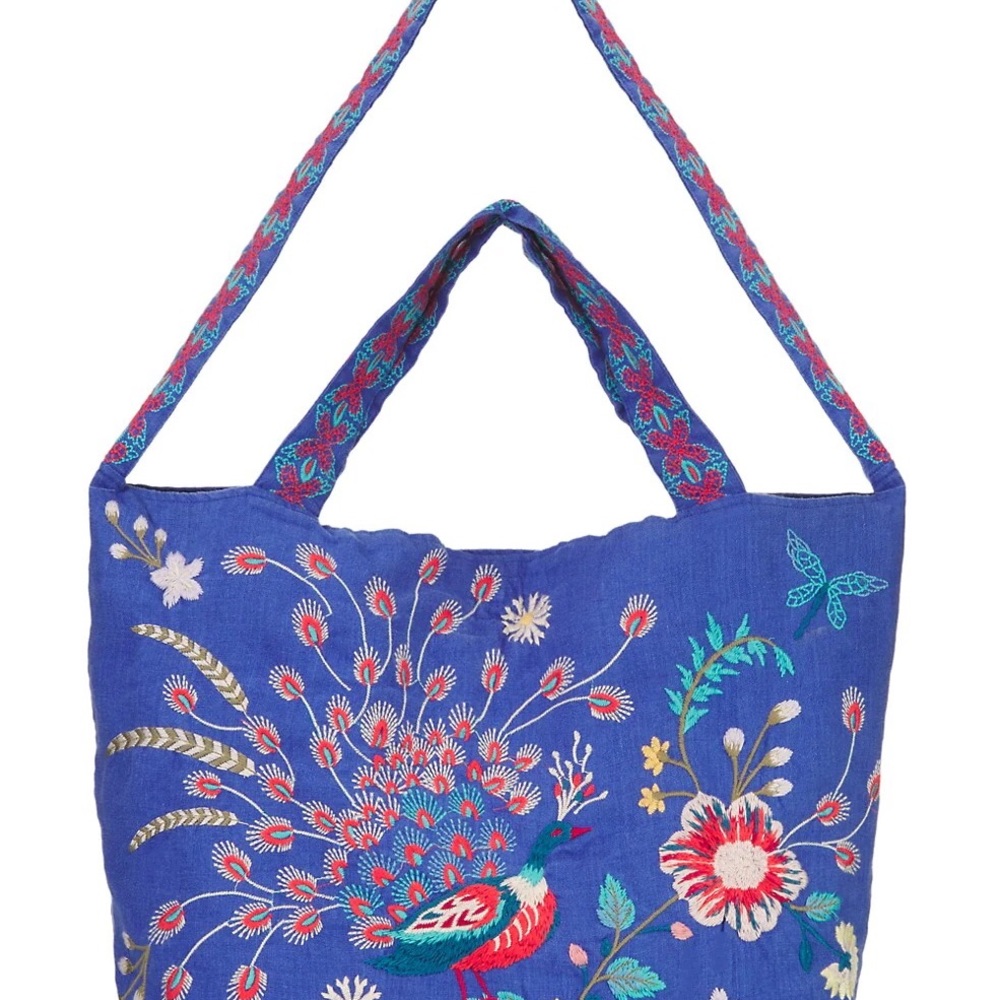 JOHNNY WAS Grace Embroidered Linen Tote